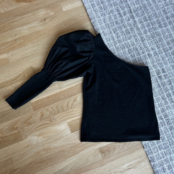 Nation LTD Sabrina one shoulder tee black XS Asymmetrical top - Picture 2 of 4
